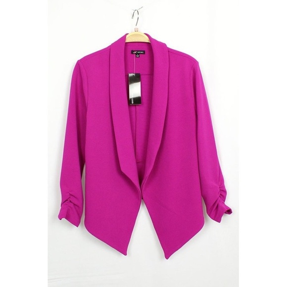 Magenta Curvy Lightweight Open Front Blazer - Picture 6 of 7